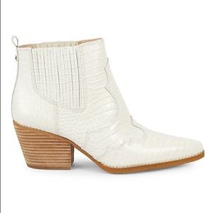 Sam Edelman Croc-embossed Leather Western Booties